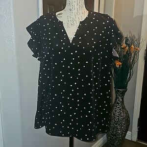 Casual Notched‎ Neck Top Sleeveless Black Size 1x Blouse